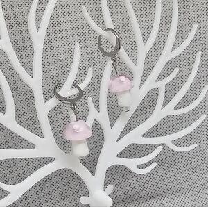 Handmade pink mushroom 316l Stainless Steel Leverbacks